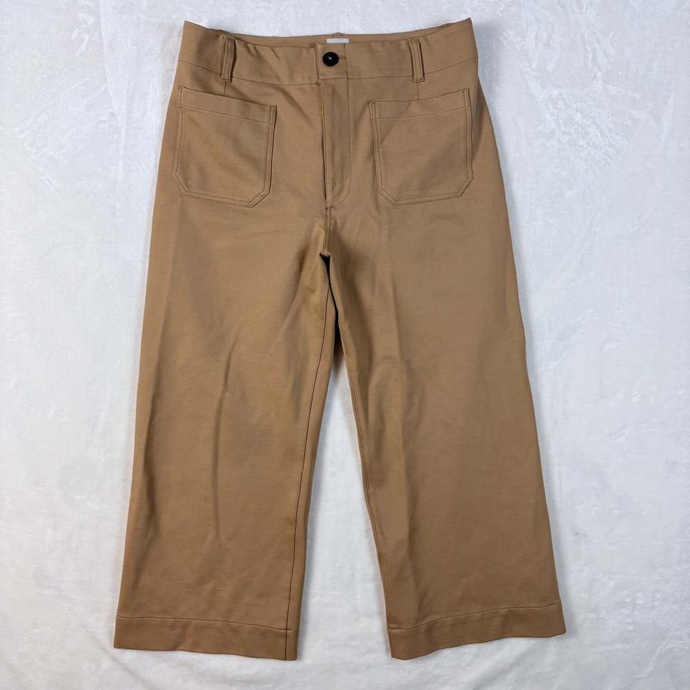 Maeve The Colette Pants Women 33 Tan Good Wide Leg Cropped High Rise Ponte